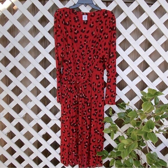 👗CAbi Siren Black & Red Wrap Dress/Topper Leopard Animal Print Sz XXL EUC! - Picture 2 of 9